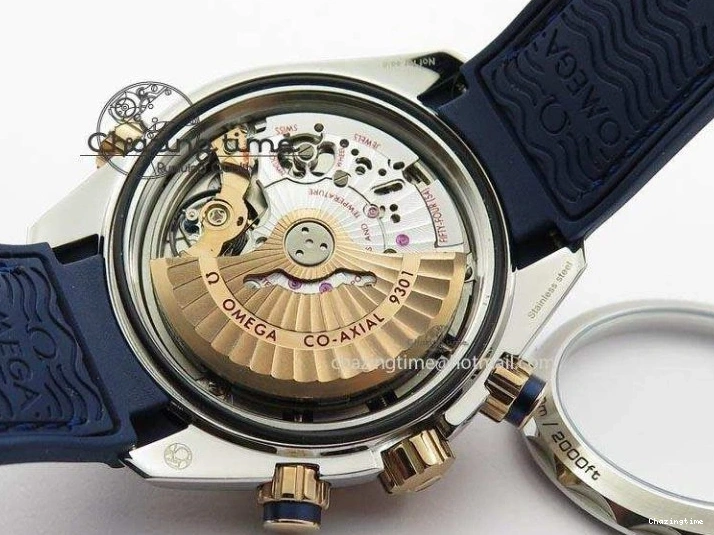 0513 GoodFit Seamaster Professional Chrono RG Blue Ceramic Blue Dial On Blue Gummy Strap A 8213